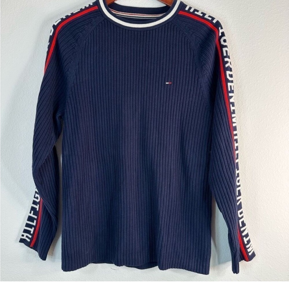 Tommy Hilfiger Mens Denim Ribbed
Knit Crewneck Sweater Size L Navy Blue - Picture 4 of 7